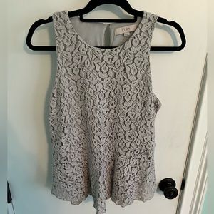 Loft Gray Peplum Lace Top